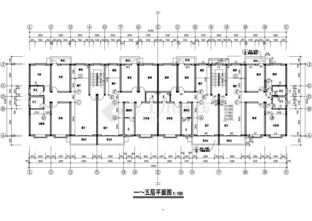 某小区7层混合结构住宅楼全套建筑设计CAD图纸（不含车库层）-图二