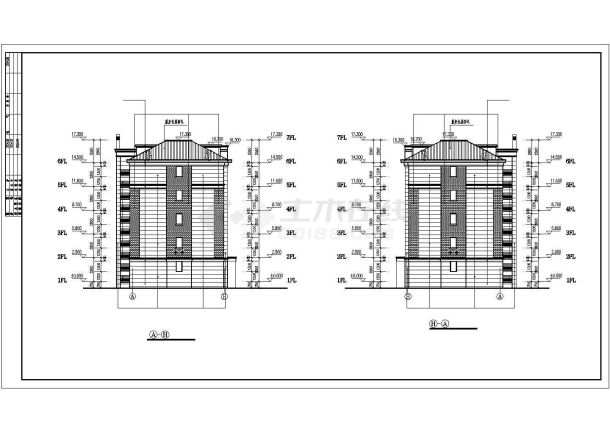哈尔滨市某小区5+1层混合结构住宅楼建筑设计CAD图纸（含阁楼层）-图二