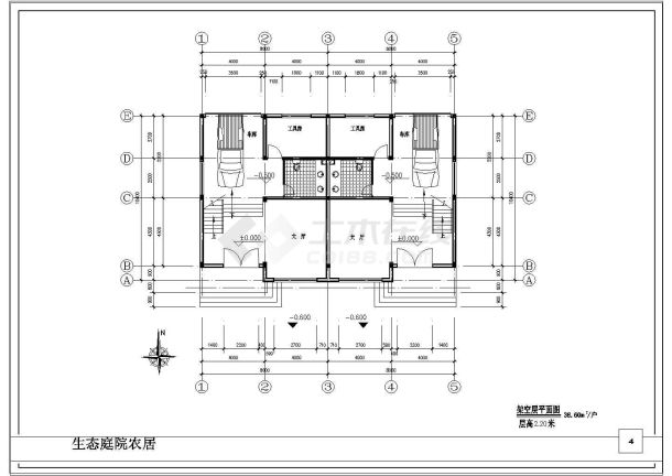 某生态庭院农居设计cad方案施工图-图二