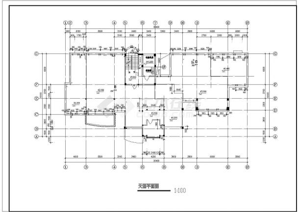  13层1梯3户住宅楼设计图CAD图纸-图二