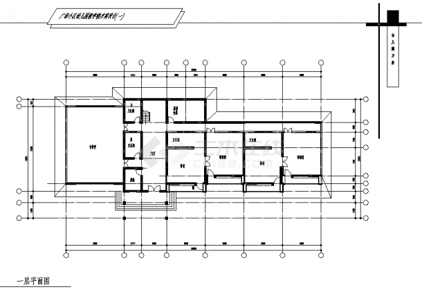 二套广场小区幼儿园教学楼建筑设计施工cad图纸（含说明）-图一