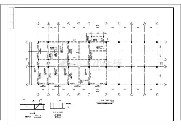 某地三层独立结构办公楼施工图纸-图二