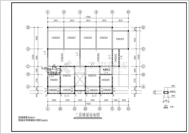 某市多层框架住宅楼结构施工详图-图二