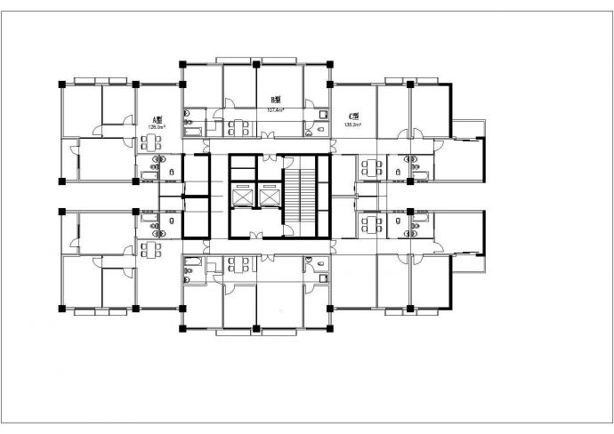 平湖市某现代化小区热门户型设计CAD图纸（共11张）_图1