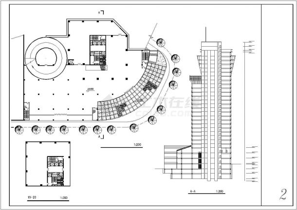 兰州某小区27层框架结构商住楼建筑设计CAD图纸（1-4层商用）-图二