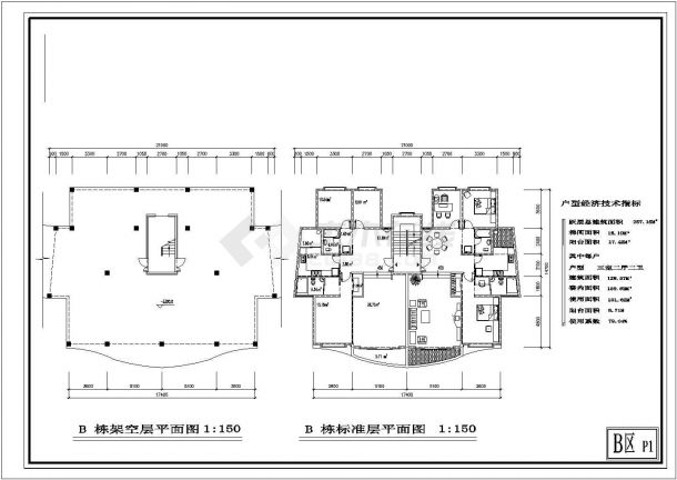 4900平米七层框架结构住宅楼建筑设计CAD图纸（不含架空层）-图二
