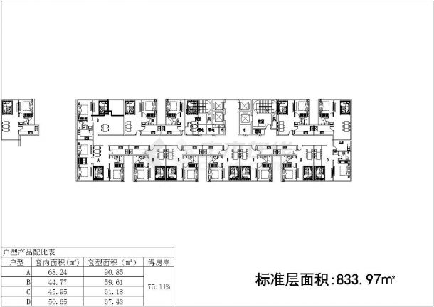 益阳公寓平面方案详细建筑施工图-图二