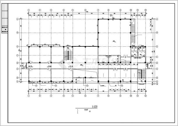 南京市某小区3850平米三层框架结构社区活动会所建筑设计CAD图纸-图二