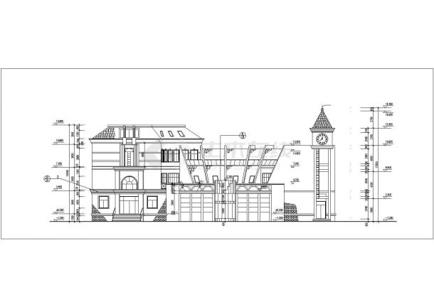 某小区5层框混结构休闲会所建筑设计CAD图纸（含夹层和阁楼层）-图一