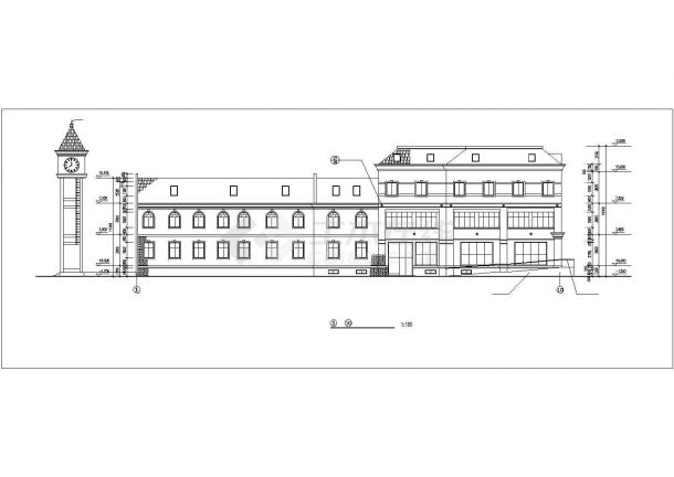 某小区5层框混结构休闲会所建筑设计CAD图纸（含夹层和阁楼层）-图二
