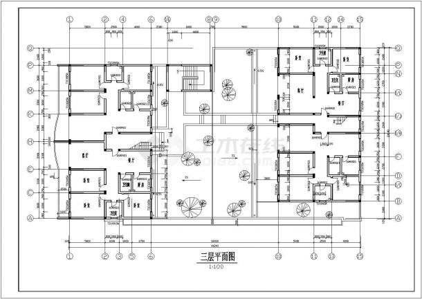 3200平米5+1层框混结构商住楼建筑设计CAD图纸（1-2层商用/含阁楼层）-图一