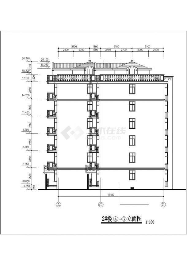 扬州市某小区4900平米7层框架结构住宅楼全套建筑设计CAD图纸-图一