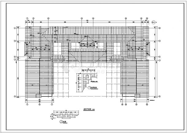 [四川]3层仿古市级图书馆建筑设计施工图（含效果图）-图一