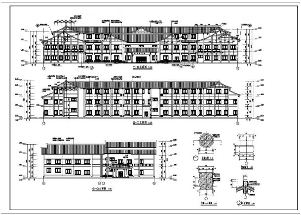 [四川]3层仿古市级图书馆建筑设计施工图（含效果图）-图二