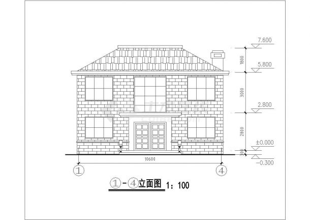 某现代化村庄225平米2层砖混结构单体别墅建筑设计CAD图纸-图一