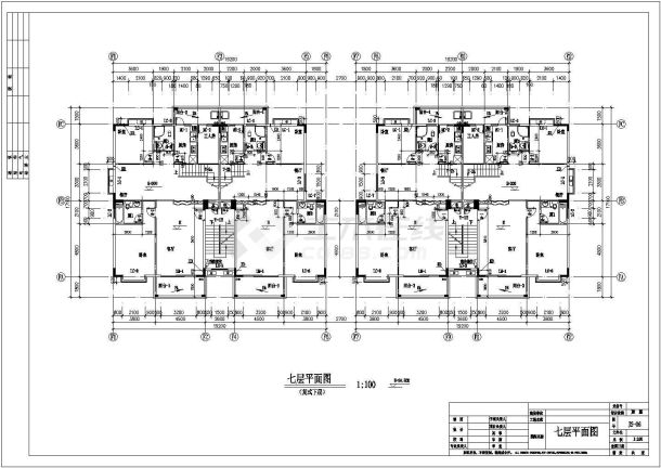 2600平米6+1层砖混结构住宅楼建筑设计CAD图纸（含阁楼层）-图一