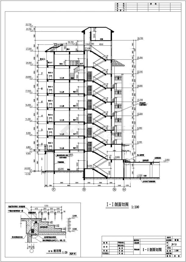2600平米6+1层砖混结构住宅楼建筑设计CAD图纸（含阁楼层）-图二