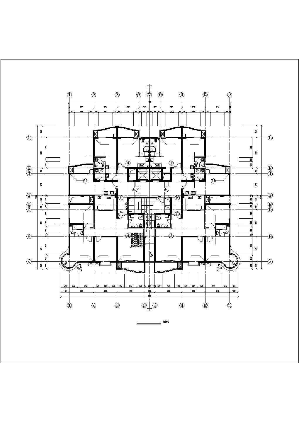 18层框架剪力墙结构商住公寓楼建筑设计CAD图纸（1-2层商用）