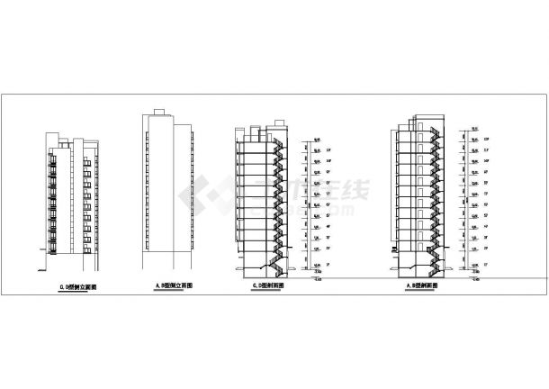 苏州市某小区临街11层框架结构商住楼建筑设计CAD图纸（底层商用）-图二