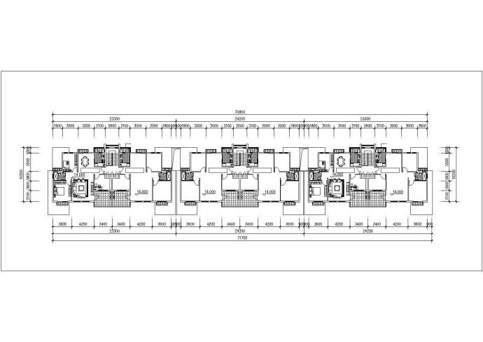 3400平米五层砖混结构住宅楼建筑设计CAD图纸（1层6户）_图1