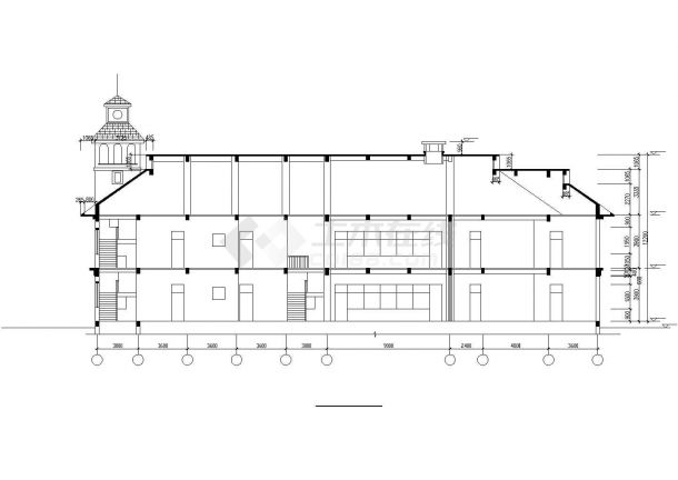 某避暑山庄1000平米3层砖混结构休闲会馆建筑设计CAD图纸-图一