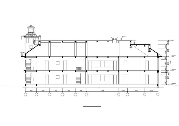 某避暑山庄1000平米3层砖混结构休闲会馆建筑设计CAD图纸_图1