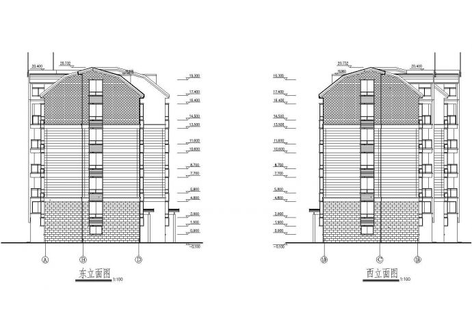 海口市某小区7层砖混结构住宅楼建筑设计CAD图纸（底层为车库层）_图1