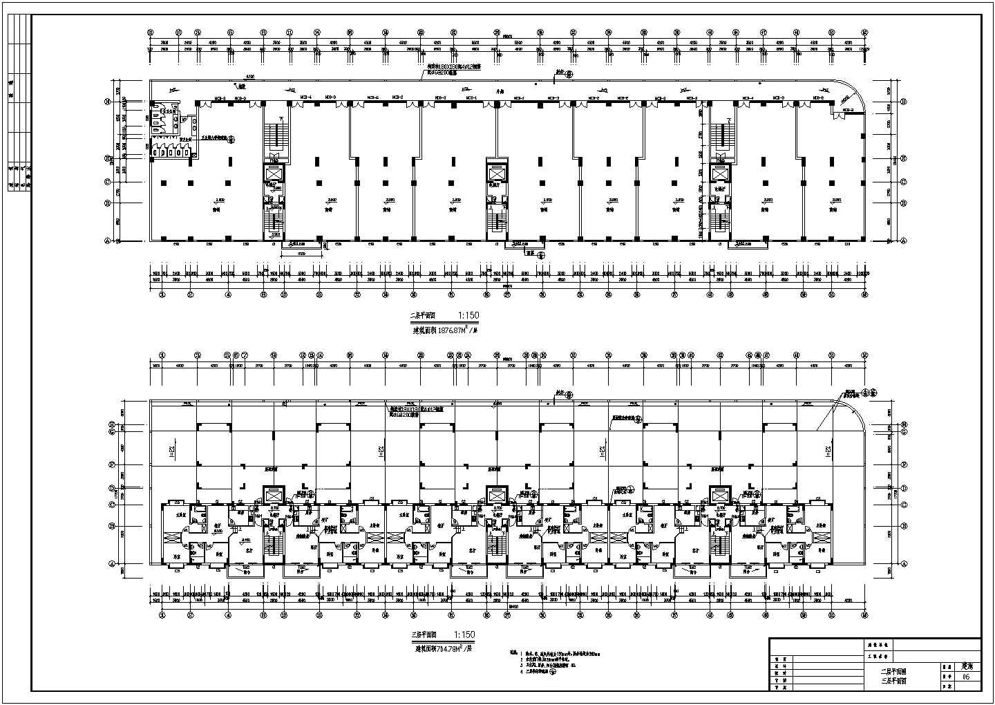 三亚市某小区12层框架结构商住楼建筑设计CAD图纸（1-2层为铺面）
