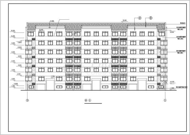 衡阳市某小区3700平米6层砖混结构住宅楼建筑设计CAD图纸-图二