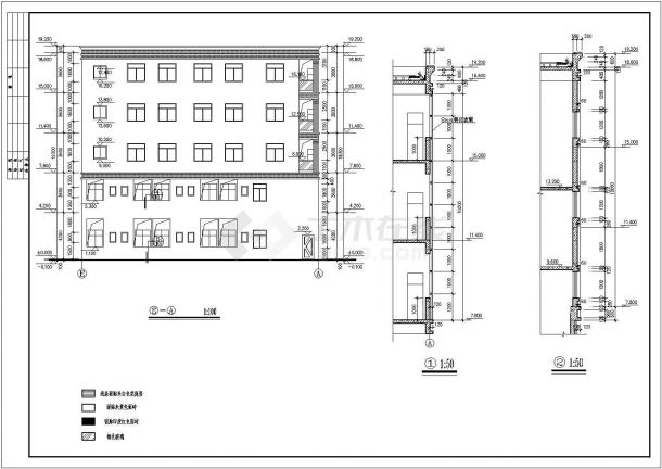 1700平米五层框混结构商业综合楼全套建筑设计CAD图纸-图二