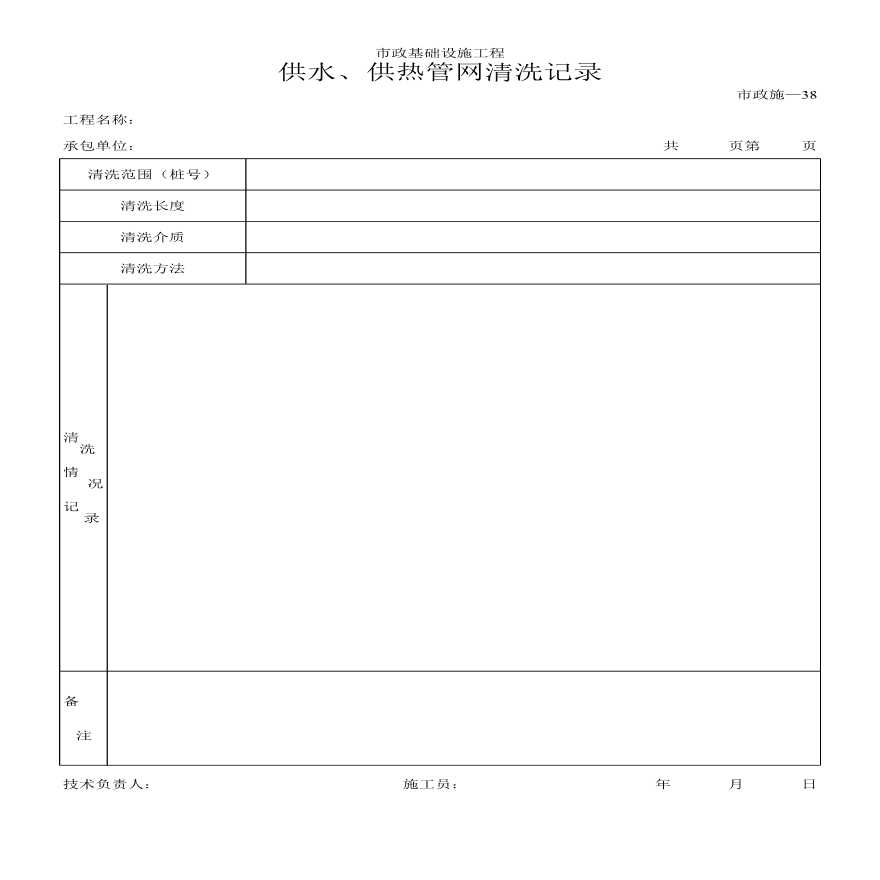 某市政基础设施工程供水及供热管网清洗记录-图一