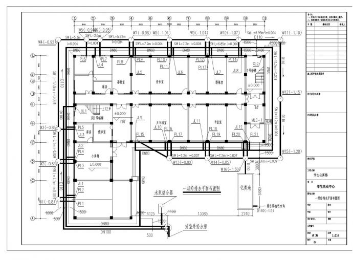 6层学生公寓楼给排水工程CAD图纸_图1