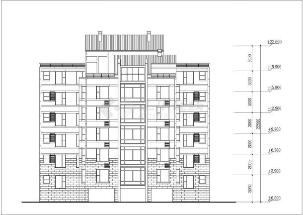 广州某小区6+1层框架结构住宅楼立面设计CAD图纸（4套方案）-图一