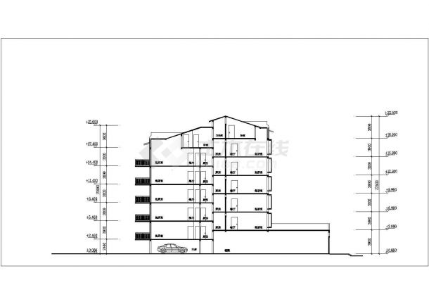 广州某小区6+1层框架结构住宅楼立面设计CAD图纸（4套方案）-图二