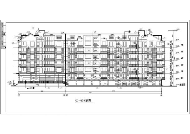 合肥市某小区7层混合结构临街商住楼立剖面设计CAD图纸（底层商铺）-图二