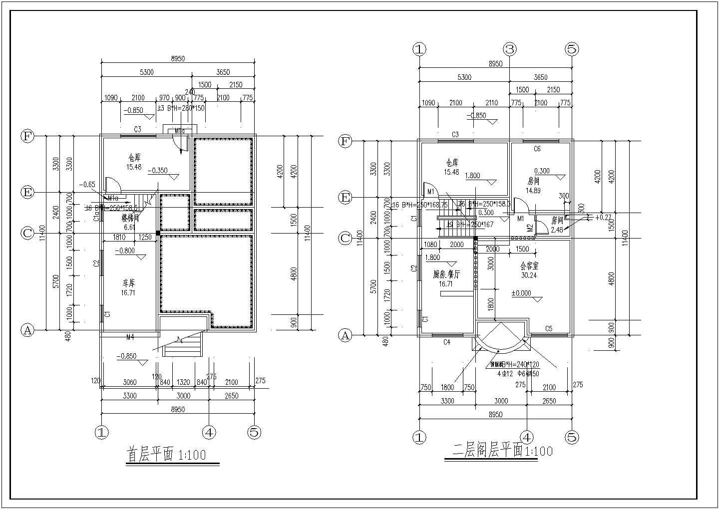 330平米4层砖混结构单体别墅全套建筑设计CAD图纸