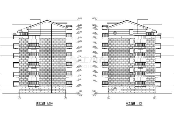 4150平米7层砖混结构民居住宅楼建筑设计CAD图纸（底层为车库）-图二
