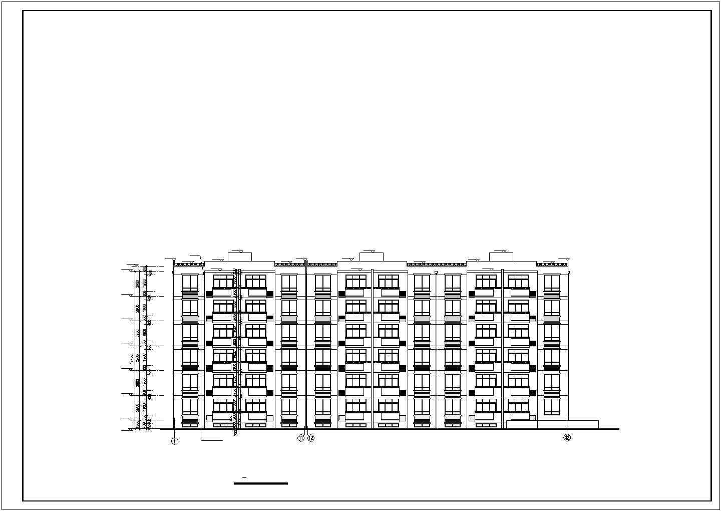 阜阳市绿色花园小区6层砖混结构住宅楼建筑设计CAD图纸（不含地下室）