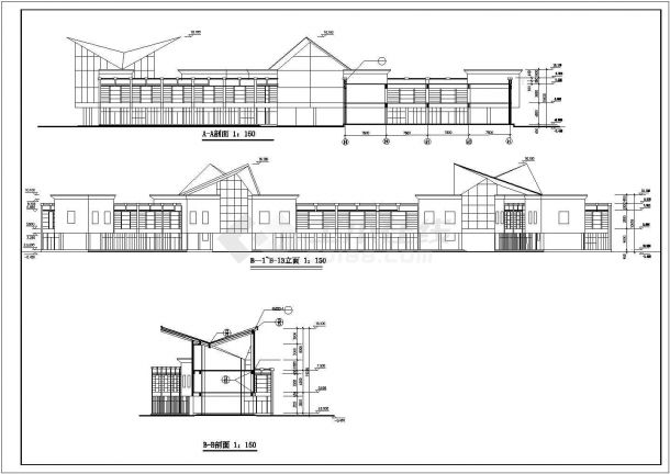 2100平米2层框架结构娱乐会所建筑设计CAD图纸-图二