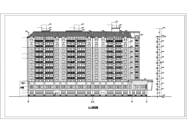8000平米11层框架结构公寓住宅楼建筑设计CAD图纸（含车库层）-图一