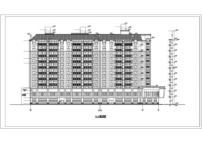 8000平米11层框架结构公寓住宅楼建筑设计CAD图纸（含车库层）_图1