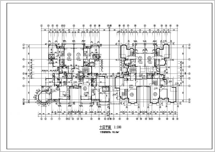 嘉兴市某小区10+1层混合结构住宅楼建筑设计CAD图纸（含阁楼层）_图1