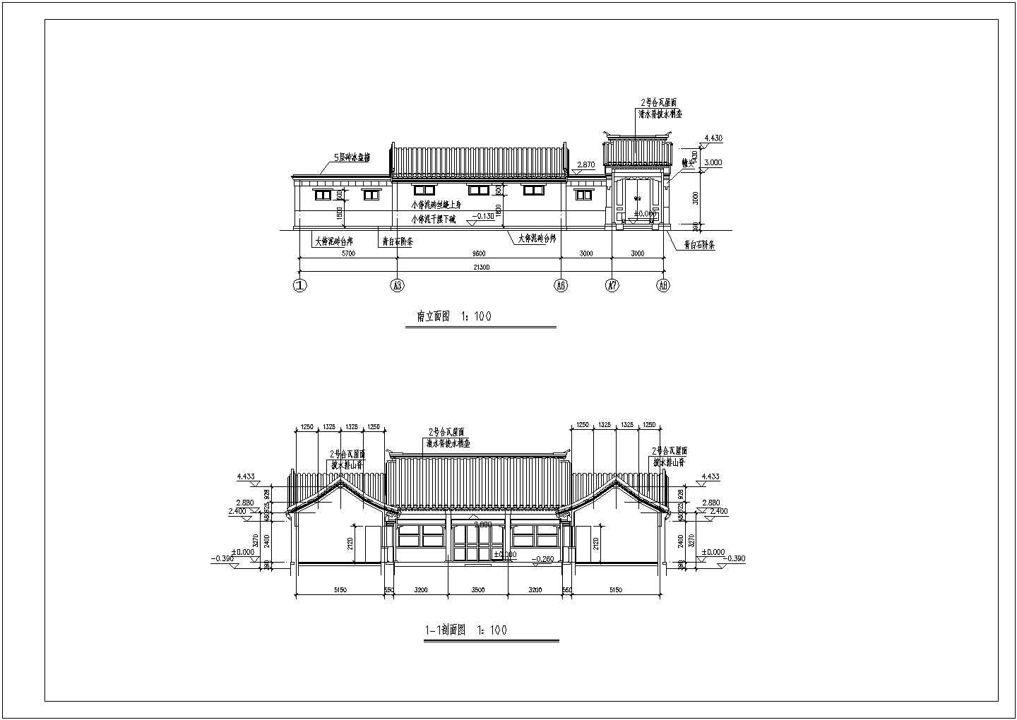 420平米单层框架结构休闲会所全套建筑设计CAD图纸