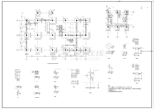 某联合厂房框架结构施工图CAD规划详图-图一