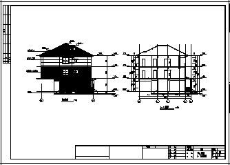 小洋楼设计_某地上三层砖混结构双拼小洋楼建筑施工cad图纸_图1