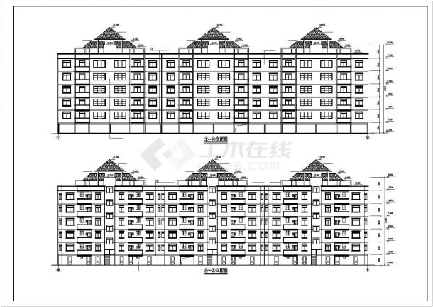 无锡市某小区临街6层框架结构住宅楼建筑设计CAD图纸（含架空层）-图二