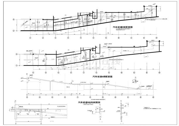某市高层楼基础及地下室结构图CAD详图-图二