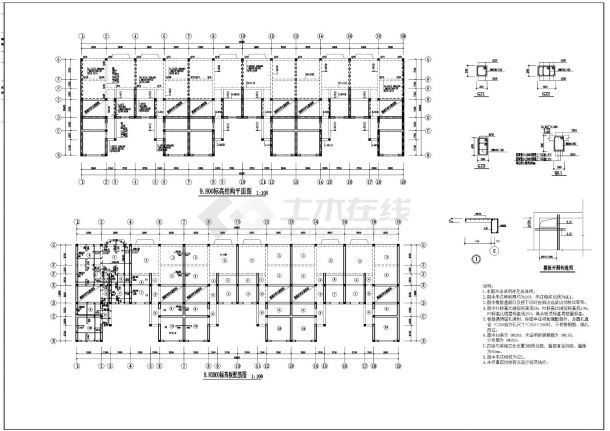 某市连体别墅结构施工图CAD规划详图-图二