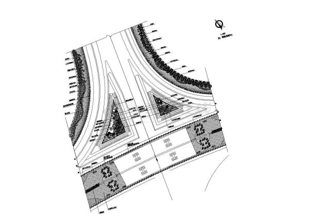某城市中心典型详细的道路绿化规划设计施工CAD图纸-图二