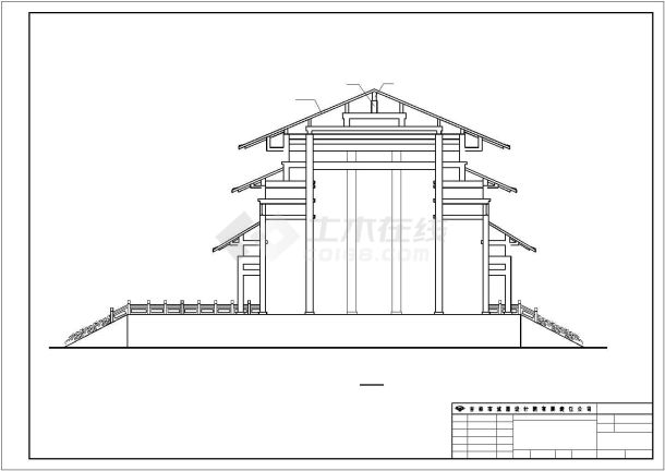 某地景区寺庙大雄宝殿全套建筑施工设计cad图纸-图二